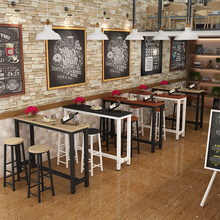 简约吧台 家用客厅靠墙简约钢木高脚桌子 酒吧桌椅组合咖啡桌批发