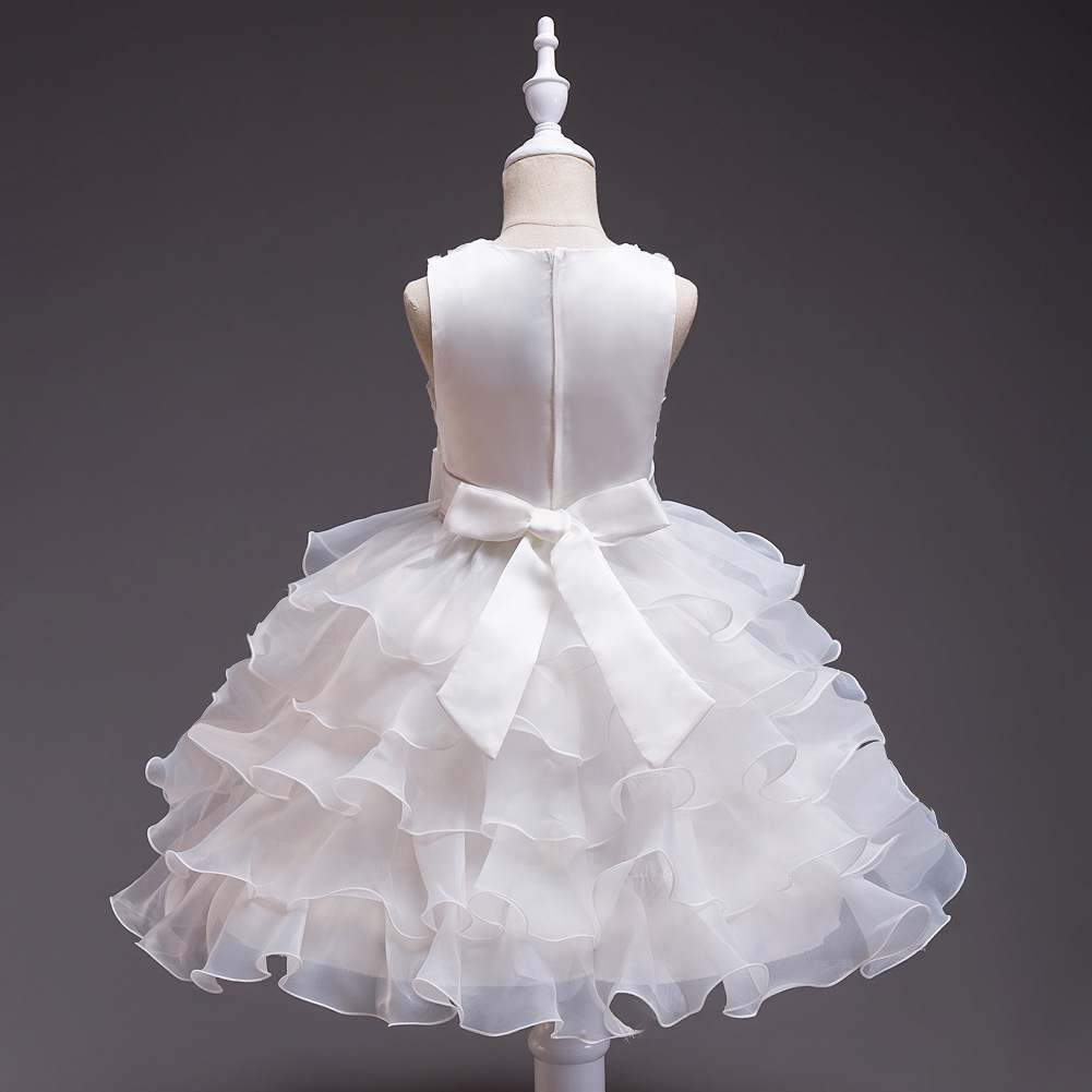 Girls Dress Princess Flower Tutu Flower Girl Bow Wedding Net Skirt display picture 6