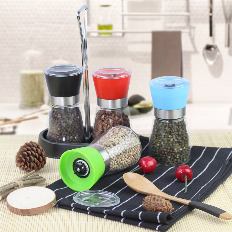 Negro molinillo de pimienta estante de condimento suministros de cocina hogar condimento caja condimento tarro aceite olla aceite botella de aceite