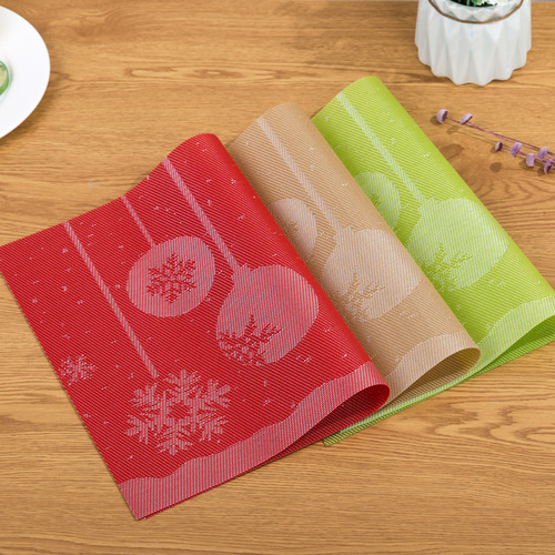 Large Red Christmas Pattern Square PVC Insulated Coaster Non-slip Western Dinnerware Table Mat