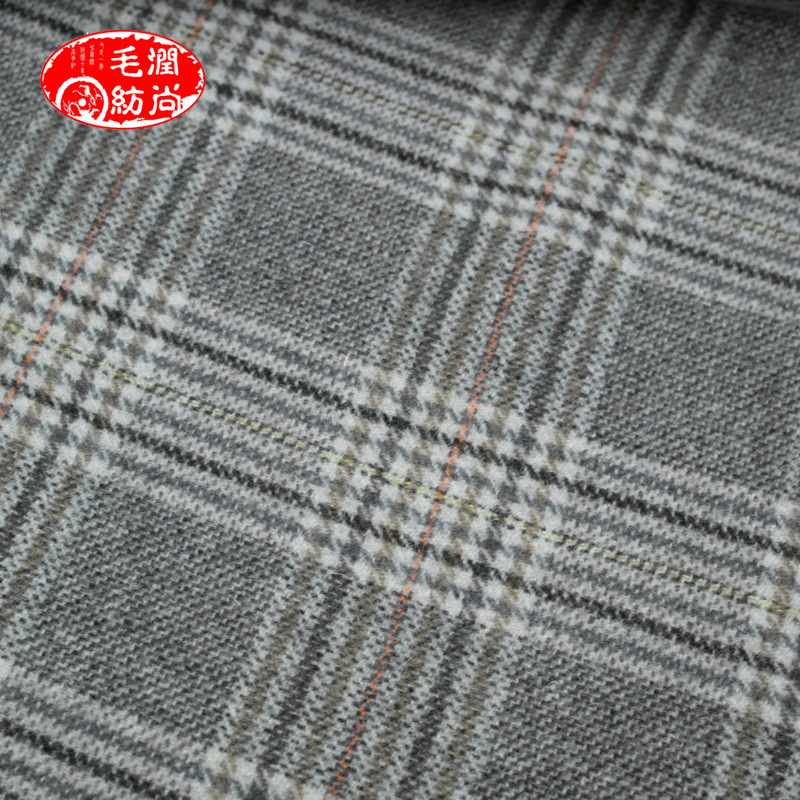现货供应 加厚立绒风格 秋冬新款80羊毛双面小千鸟格子毛呢面料