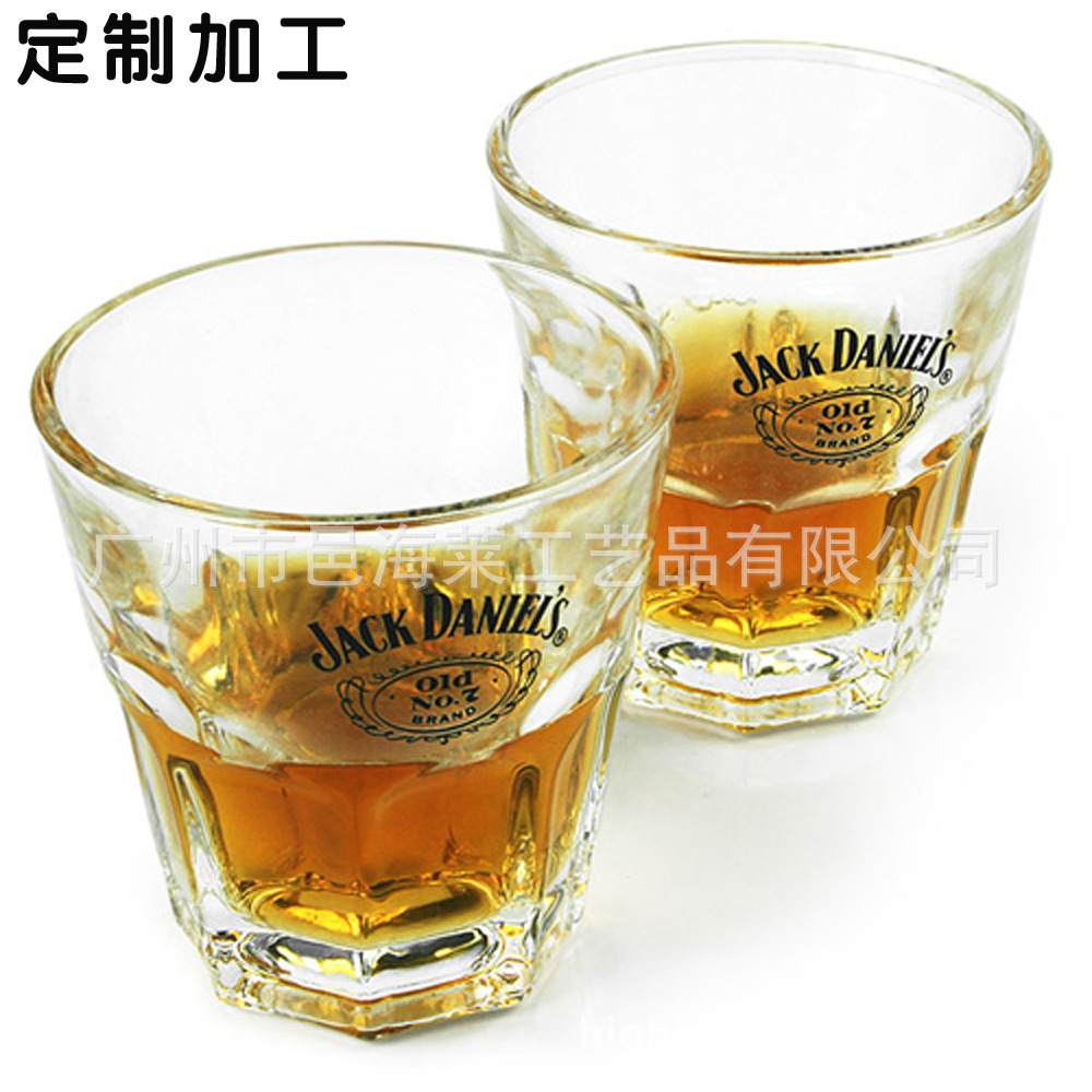 定制玻璃八角杯飲料威士忌洋酒啤酒廣告促銷玻璃酒杯可印刷logo