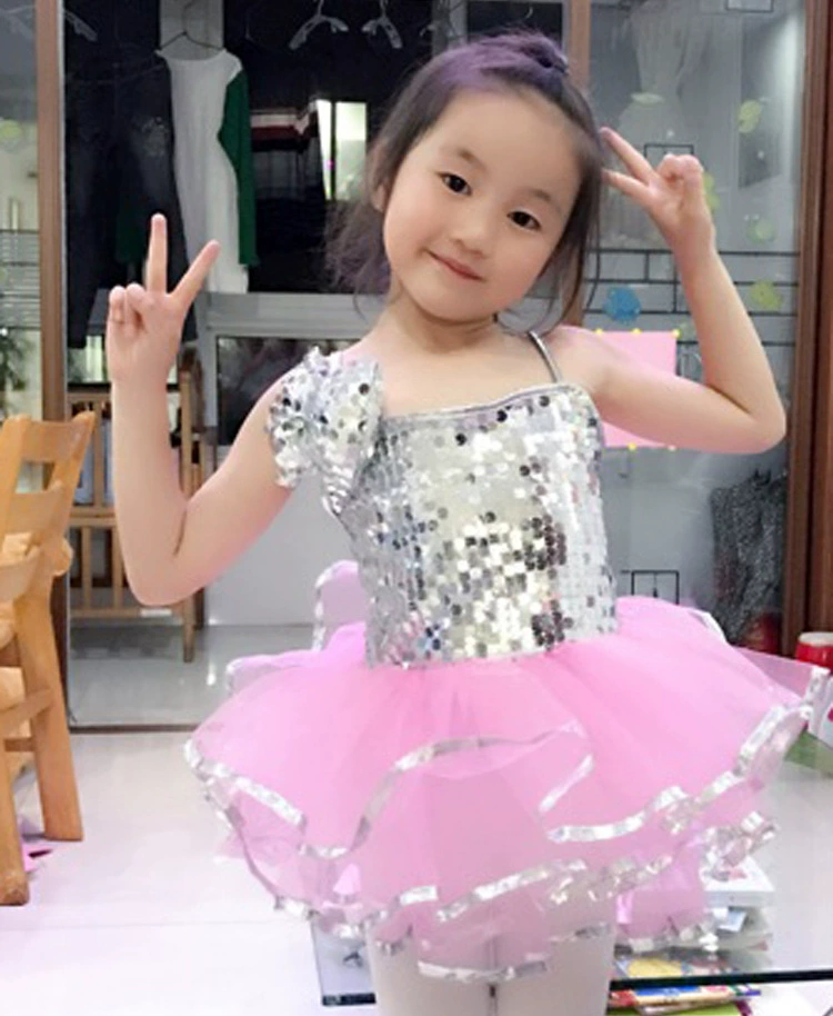Детский костюм, детское танцевальное детское платье с пайетками, детский дневной костюм для девочек, костюм для детского сада