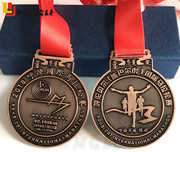 新款定制国际马拉松奖章 大学运动会铜牌 双面立体浮雕logo奖牌