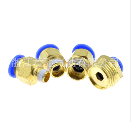 气管快速接头外螺纹直通PC8-M10 10-M12 M16 M20公制螺纹气动 铜