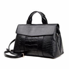 Leather Crocodile Print Tote Bag Large Capacity Women's Bag 2024 New European and American Fashion Versatile Crossbody and Shoulder Bag for Women