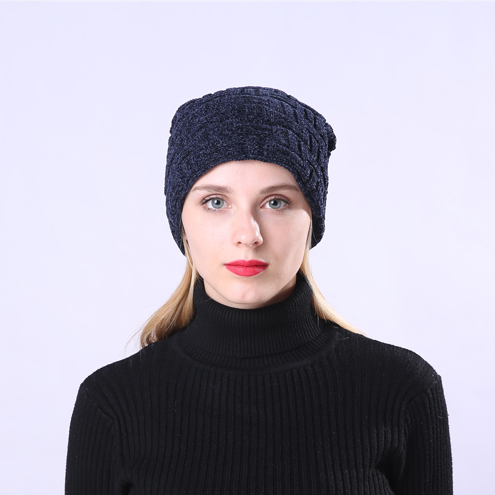 Cappello lavorato a maglia al chiaro di luna da sci all'aperto con pullover in ciniglia da uomo e da donna in velluto ispessito a doppio strato invernale_voghion.com