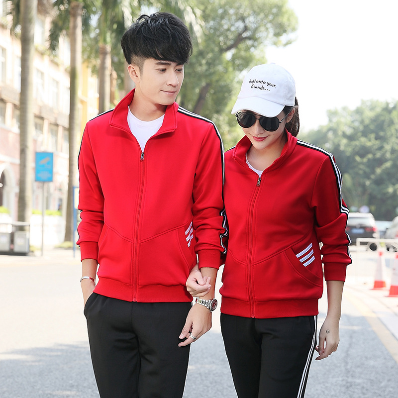 Youth men and women motion leisure time suit Spring and autumn season Versatile Self cultivation Show thin Korean Edition Trend Couples dress One piece On behalf of