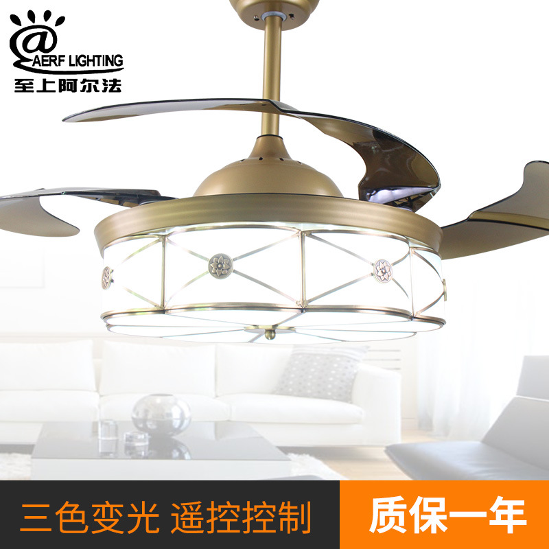 Modern minimalist LED Fan Chandelier a living room Restaurant invisible Flabellum LED Fan light Tiaodang LED Ceiling fan lamp