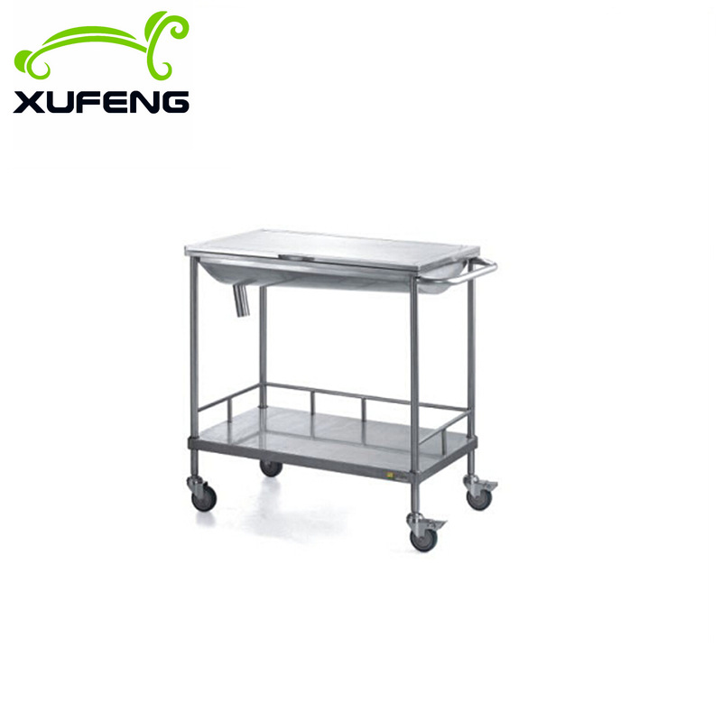 XF686 厂家直销优质 加厚不锈钢清创车 手术盆 医用设备护理推车