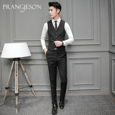 男式马甲新品修身韩版男士工作服西装马甲男伴郎职业装西服男背心|ms