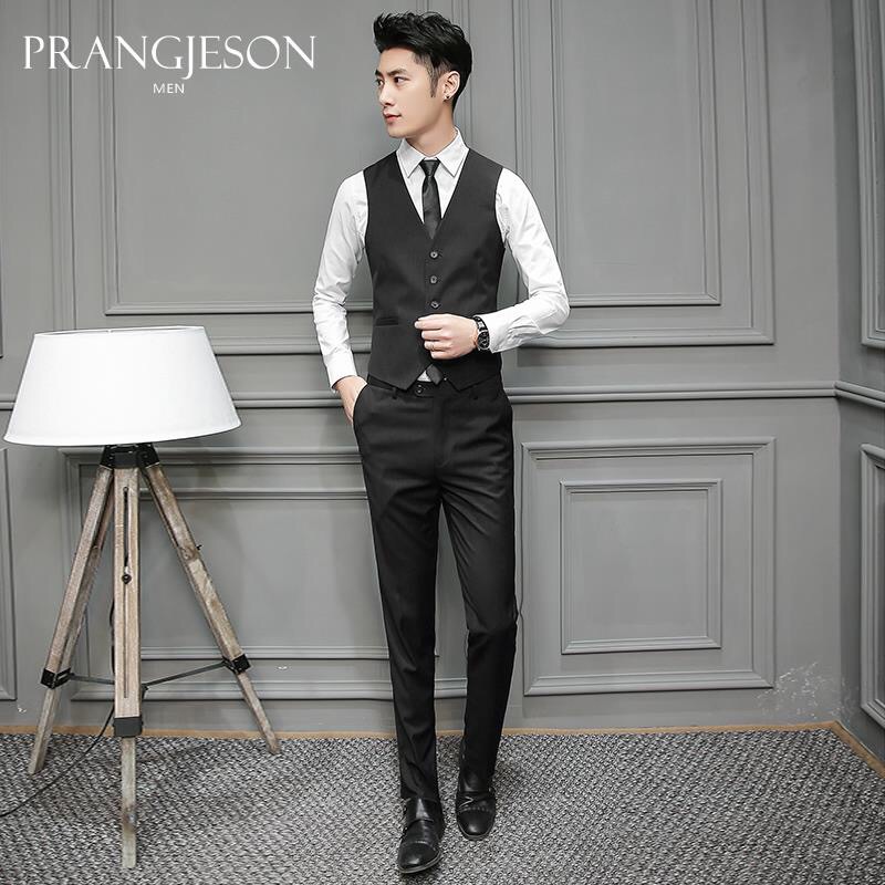 男式马甲新品修身韩版男士工作服西装马甲男伴郎职业装西服男背心|ms