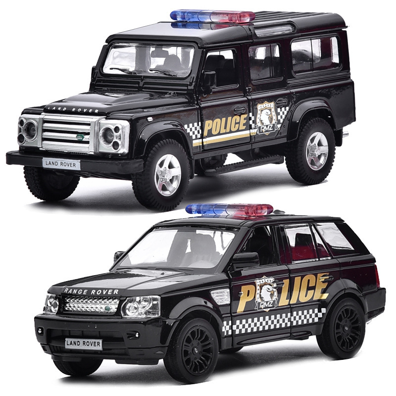 Five-inch Alloy Land Rover Defender Police Car Range Rover Off-road Vehicle Pull Back Door Simulation Car Camaro Police Car Boxed