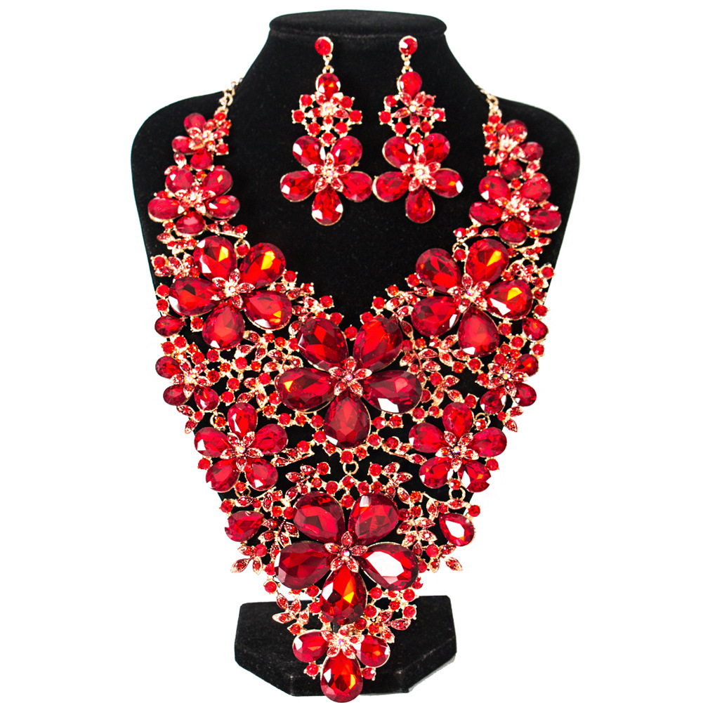 Best Quality Luxury Vintage Jewelry Set Necklace Earrings Maxi Women