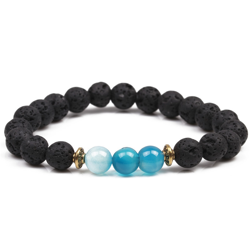 8mm Natural Line Agate Bracelet Colorful Seven Chakra Energy Yoga Beads Bracelet display picture 20
