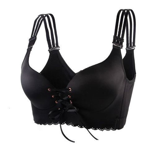 Plus-size bra for women push-up 200 pounds fat mm big breasts thin style small glossy pull B strap no rims underwear wholesale
