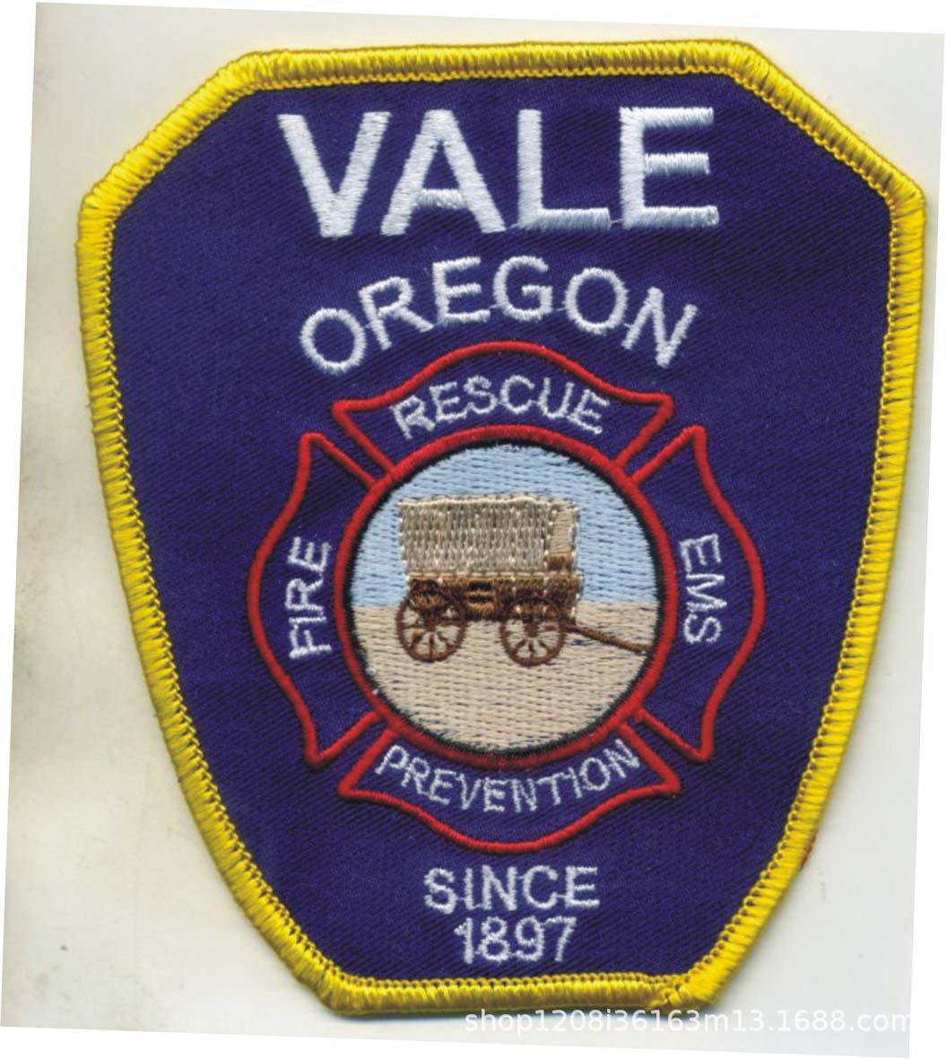 外贸加工火警绣花徽章FIRE POLICE 硬胶绣花章质量保