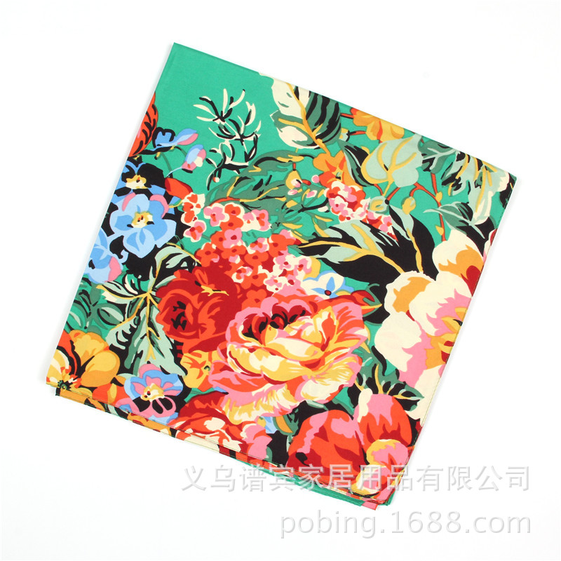 New Style Twill Imitation Silk 130cm Flowers Large Square Scarf display picture 10