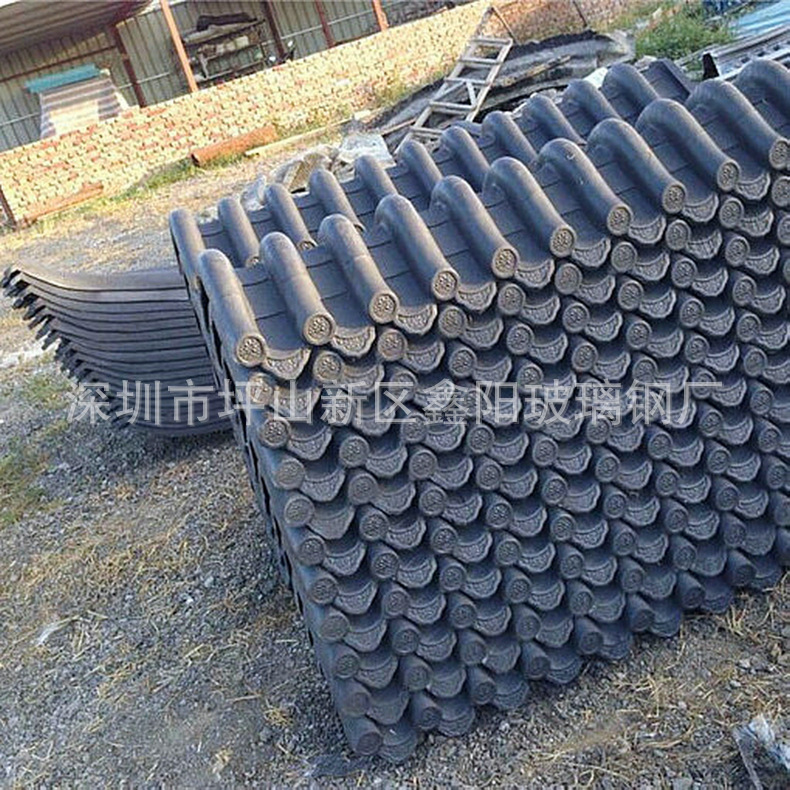 厂家供应围墙仿古琉璃瓦 玻璃钢仿古围墙瓦 玻璃钢瓦 仿古瓦