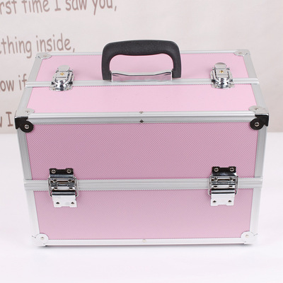 Manufactor Direct selling Pink Stripped of Party membership and expelled from public office High-capacity Nail Tools multi-storey portable Cosmetic Makeup box aluminium alloy