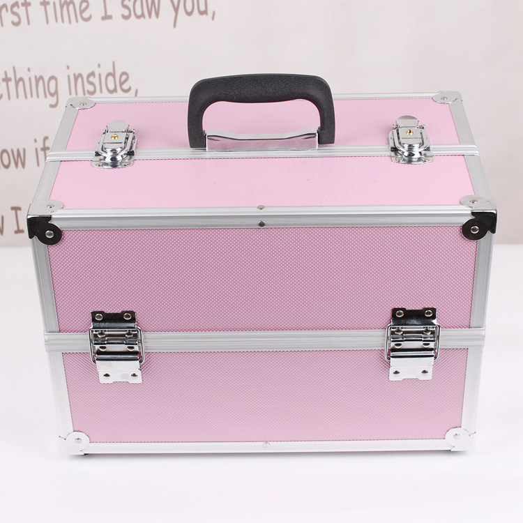 Manufactor Direct selling Pink Stripped of Party membership and expelled from public office High-capacity Nail Tools multi-storey portable Cosmetic Makeup box aluminium alloy