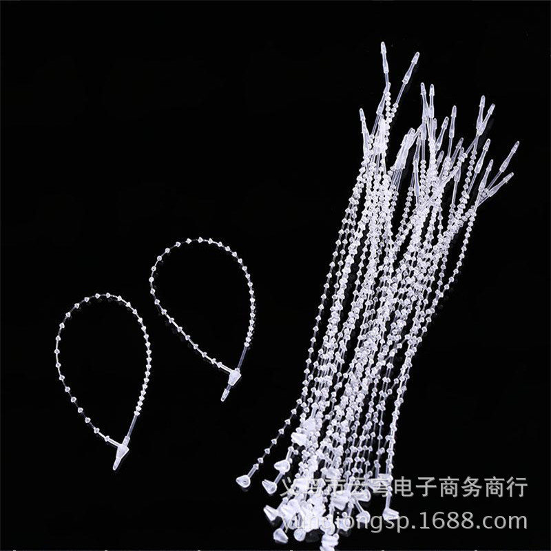 厂家直销 珠链型手穿针子母扣扎带饰品吊牌线塑料自锁式标牌绑带