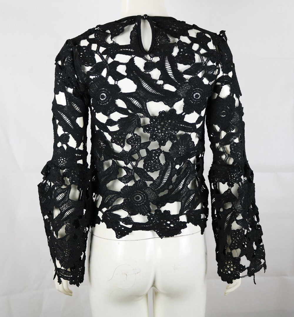 round neck loose long-sleeved lace shirt  NSCZ38810