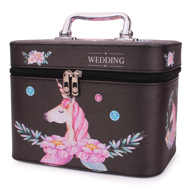 厂家新款时尚化妆包批发独角兽手提化妆箱韩版旅行便携洗漱收纳包|ru