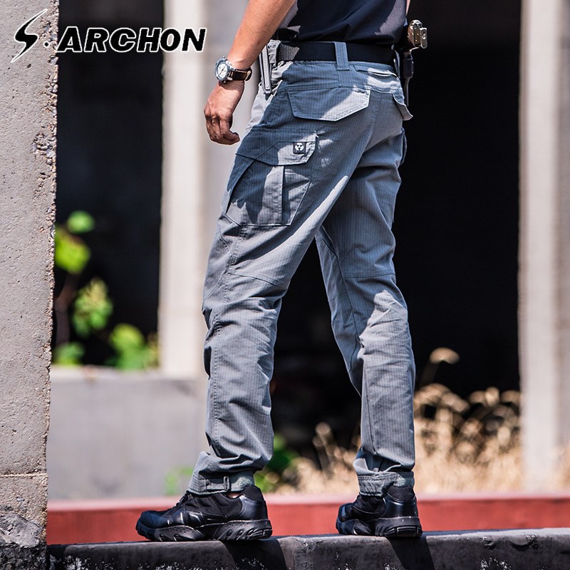 Collarless Neckline Loose Fit Type Men's Outdoor Extreme Challenge Casual Solid Color Full Length Cargo Pants
