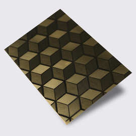钛金蚀刻立方体不锈钢板304 雪花砂手工拉丝乱纹钛金不锈钢板价格