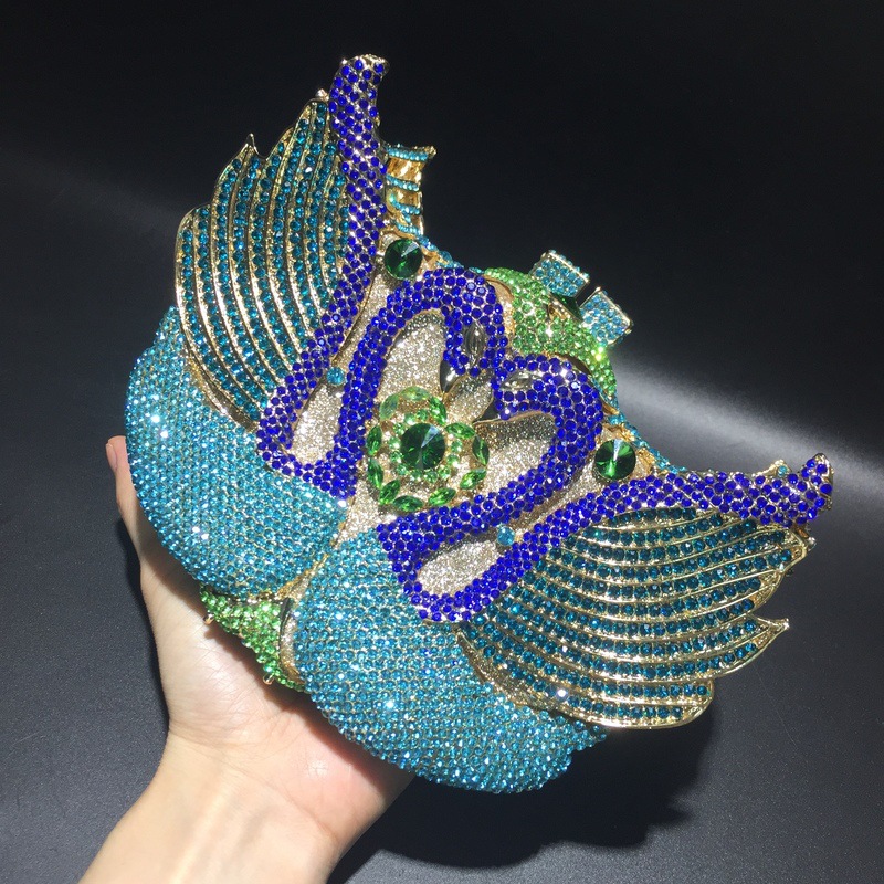 Túi clutch nữ đính kim cương thiên nga cỡ lớn dự tiệc — Màu đen, Màu hồng, Ảnh tùy chỉnh được Cá nhân hóa, Bảy màu vàng kim chi tiết 49