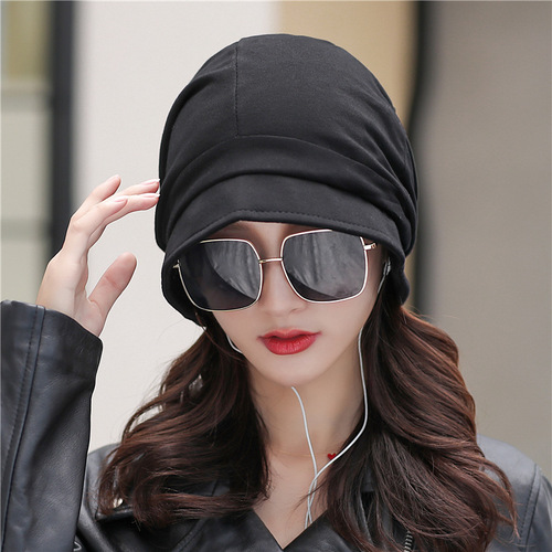 Women's Korean style trendy spring and summer big head circumference showing face small basin hat octagonal pile hat painter fisherman bald confinement hat