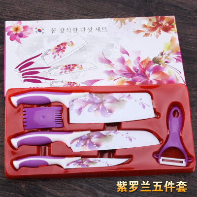 刀具套装印花蔷薇刀跑江湖刀钛金刀紫罗兰刀热卖礼品刀具|ru