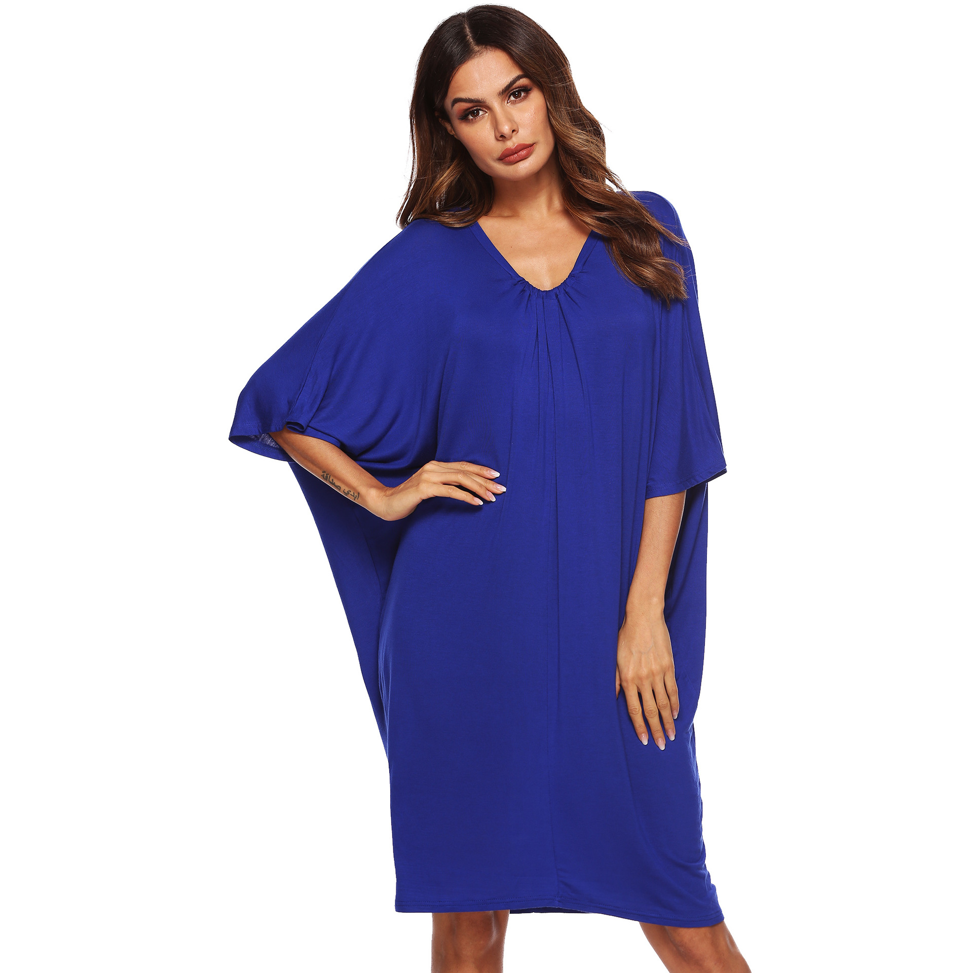 Loose Casual Batwing Sleeve Deep V Dress for Women Spring Summer Collection Comfortable Fit Wholesale Available