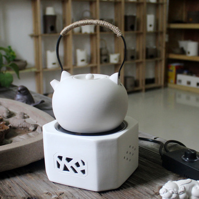 白泥电陶炉茶炉陶瓷老岩泥茶壶铜壶铁壶银壶煮茶炉提梁壶八角炉|ms