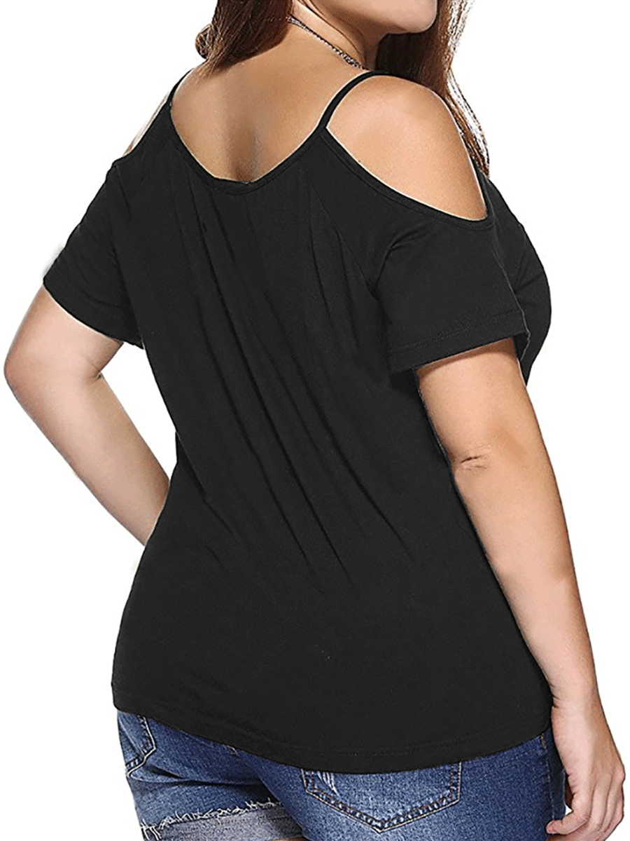 summer plus size off-the-shoulder short-sleeved T-shirt  NSOY27410