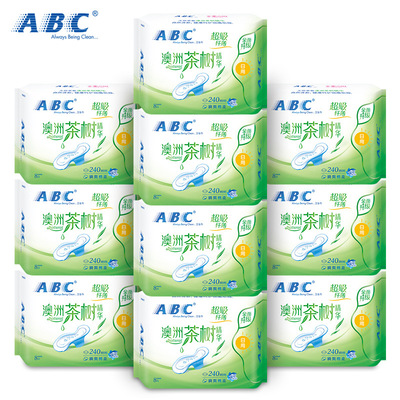 ABC卫生巾日用茶树纤薄棉柔卫生巾8片240mm纤薄瞬爽网感姨妈巾N81