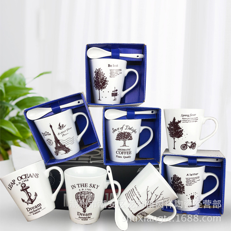 创意陶瓷杯 卡通马克杯 日用百货 杯子货源实用礼品批发定制logo