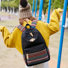跨境新款雙肩包女民族風包帆布包登山背包 休閑書包女中學生bags