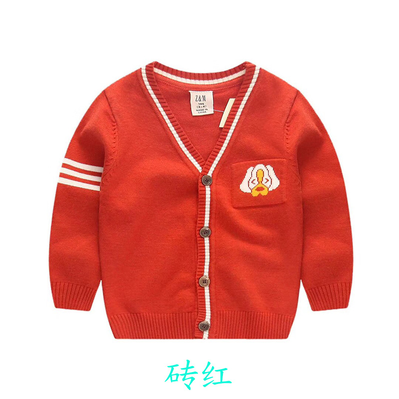 2020童装男童毛衣开衫 包芯纱单层提花小狗图案厂家直销包邮|ru