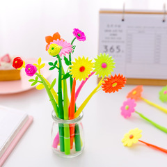 Wholesale Factory Cute Silicone Neutral Pen with Fun Flower and Grass Aroma Black Signature Pen for Primary School Students Prize Aromatic Pen