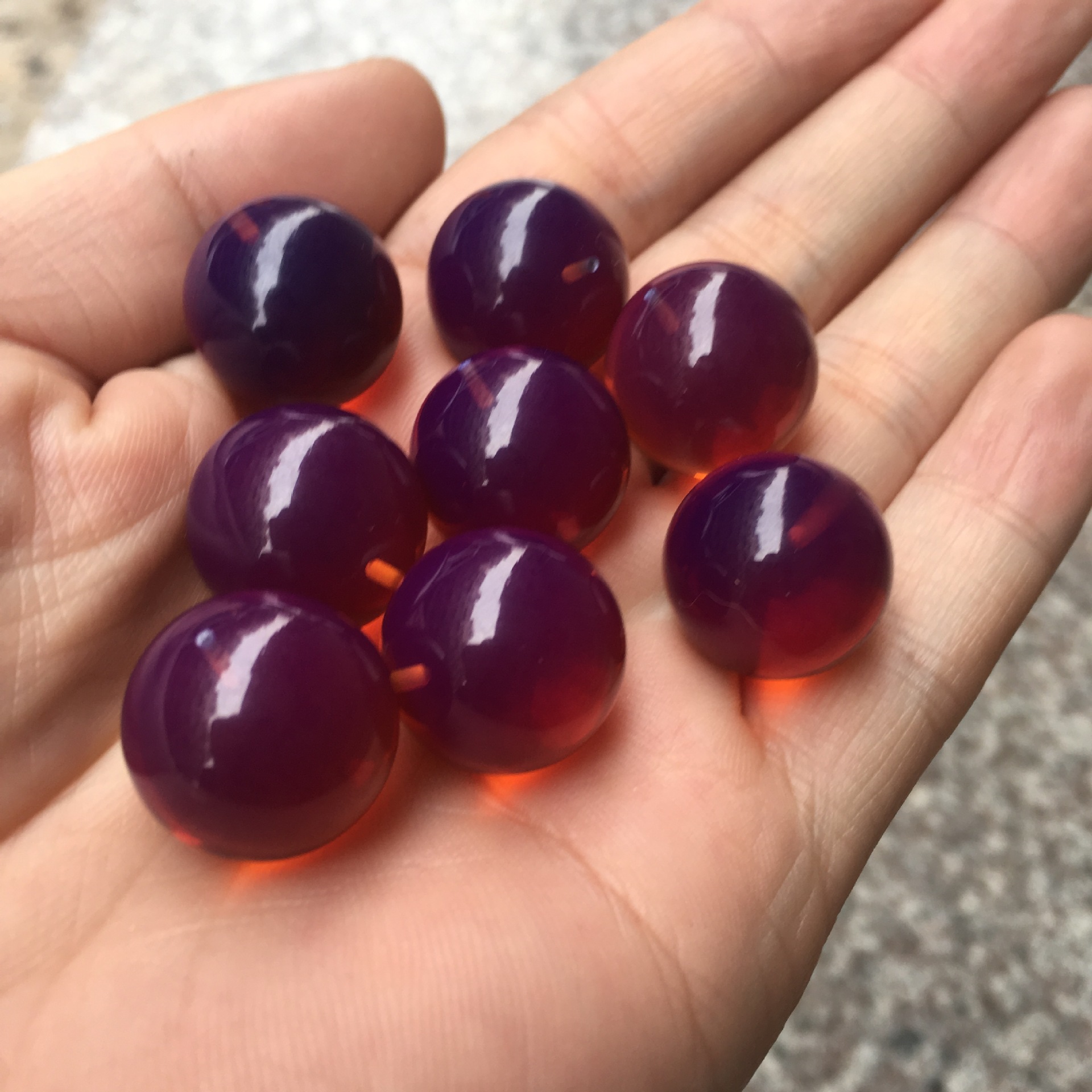 Red round beads wax agate