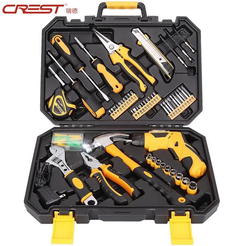 瑞德工具箱套装家用迷你电动螺丝刀充电式组合多功能维修五金组套