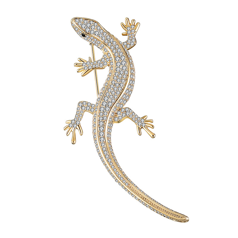 Bella Jewelry Cross-border Europe and the United States Hot Selling Creative Fun Animal Gecko Pin Diamond Brooch Clothing Accessories