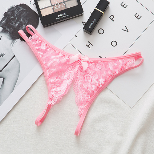 Sexy women's underwear lace transparent seamless crotch-style sexy hollow thong low-waist sexy underwear