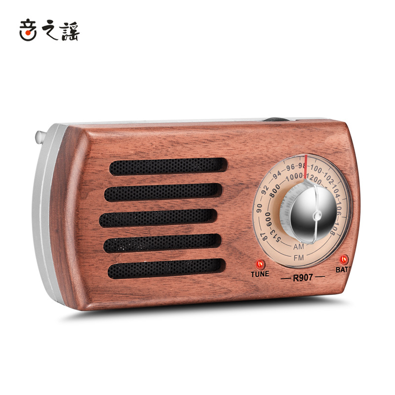 Radio Portátil Retro de Madera Artesanal FM AM con Altavoz Incorporado para Exteriores