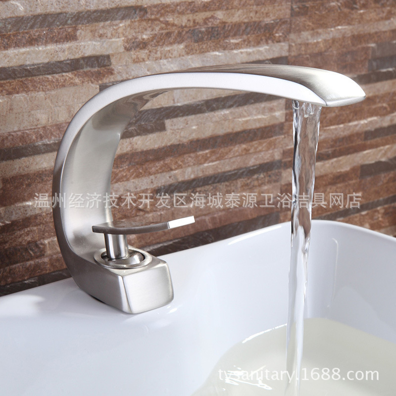 Big bend nickel brushed bathroom basin faucet art basin faucet cross-border Amazon foreign trade Wholesale