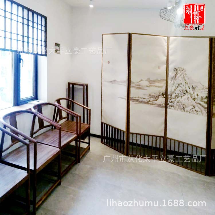 竹木五折屏风中式折叠花格栅竹屏风定制茶室竹木隔断加工茶楼工程图片 高清大图 阿里巴巴