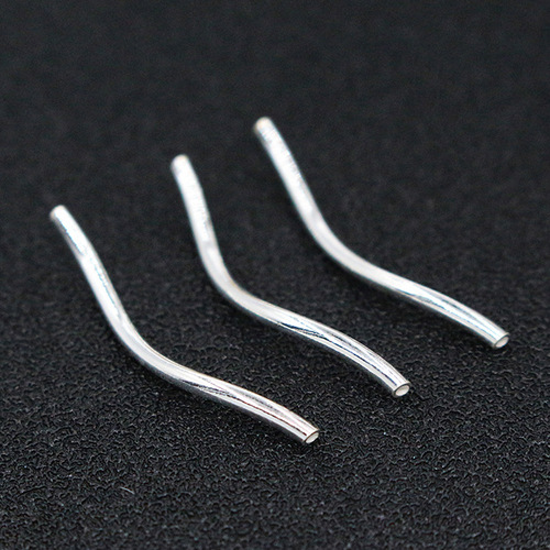 S925 sterling silver glossy S tube diy handmade hand and anklet beading material accessories 1.5mm plain silver tube S-shaped elbow