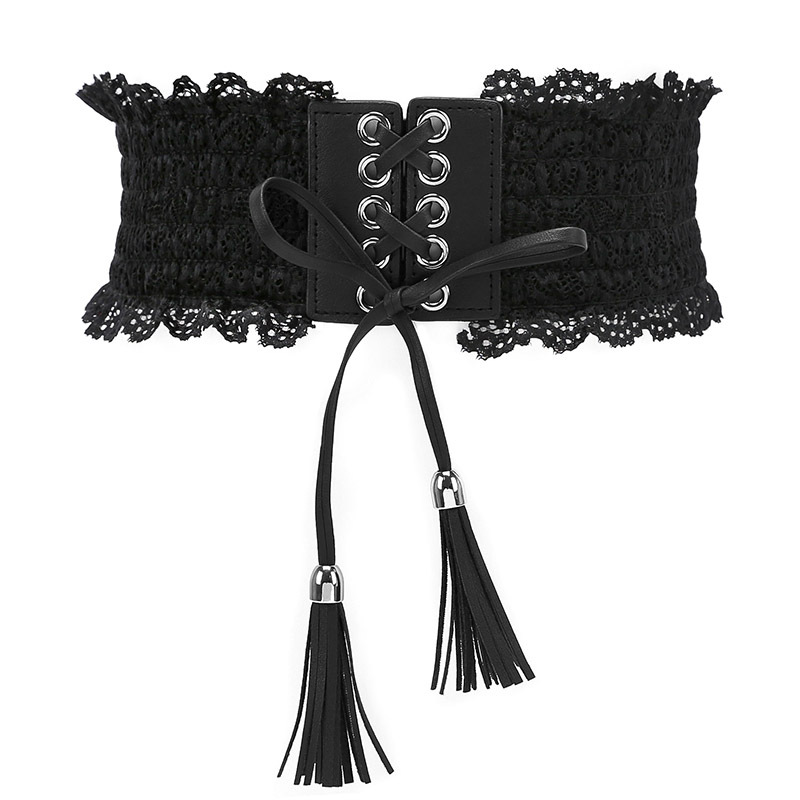 Korean waistband ladies wild fringed ela...